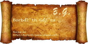 Borbáth Géza névjegykártya