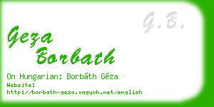 geza borbath business card