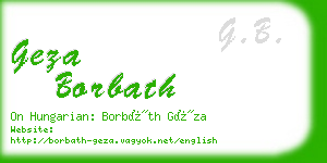 geza borbath business card